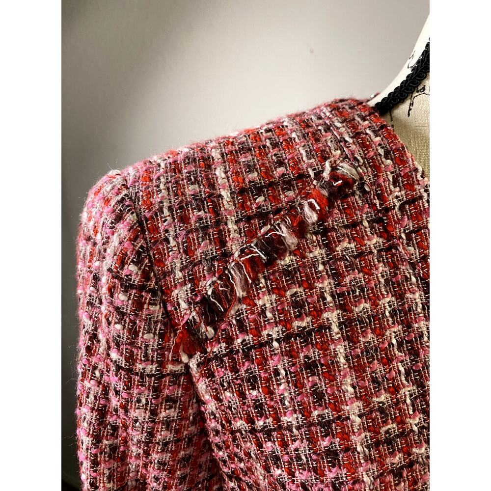 WHITE HOUSE BLACK Tweed Blazer Jacket Women’s 14 Red Pink Woven Preppy EUC - Picture 6 of 16